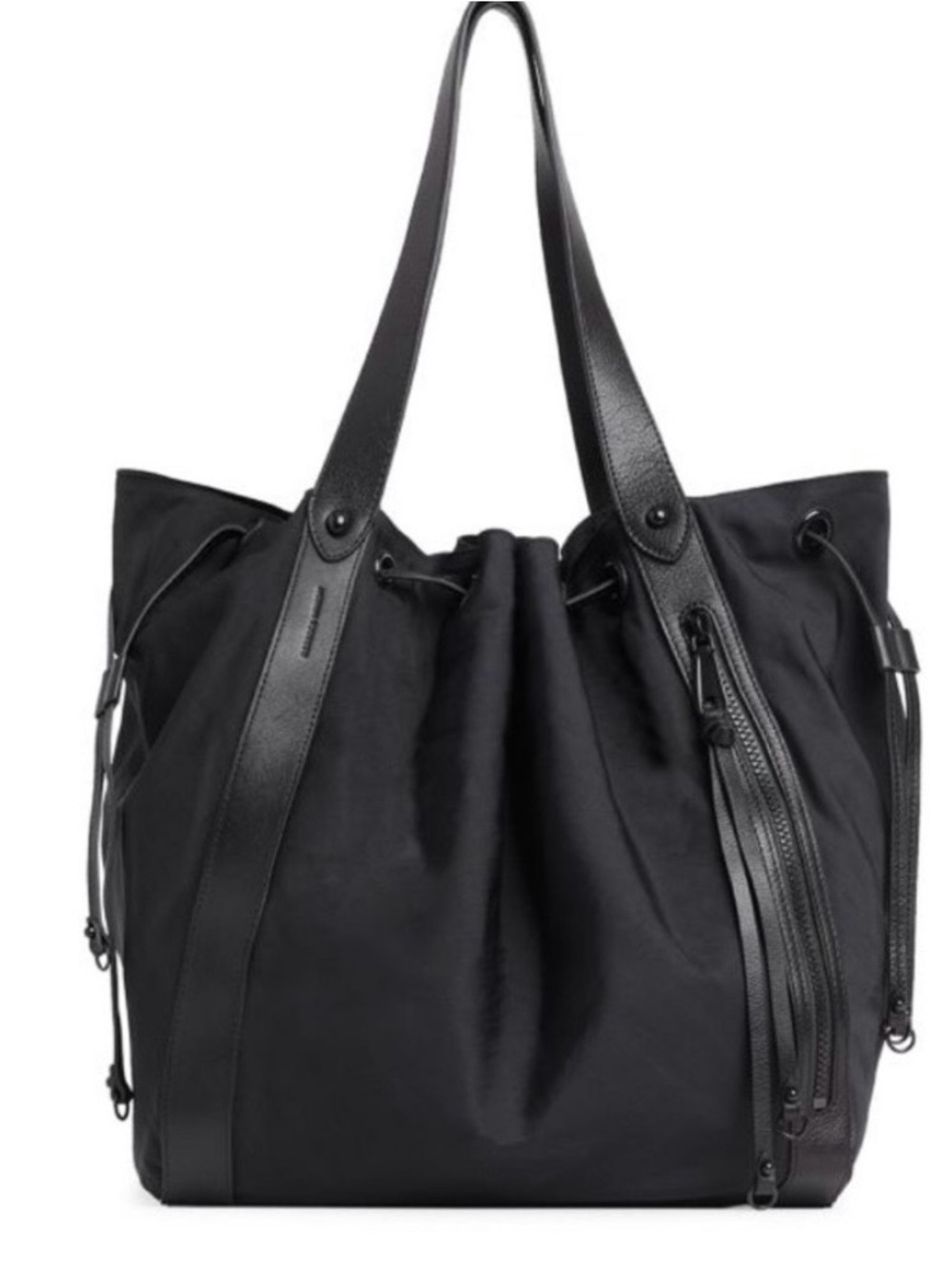 Rebecca Minkoff Nylon Black Tote Bucket Bag with Leather Trim
